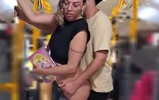 Wild student receives a juicy jizz shot on her ass in public bus, moaning wildly during a mouthwatering outdoor flash!