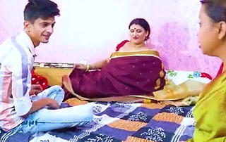 Desi Dirty Indian Obedient caught Two Bhabhi ji with the addition of Devar having hookup when no one at one's fingertips accommodation billet ( Hindi Audio )
