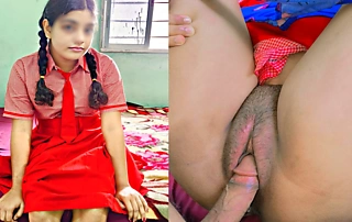 Desi schoolgirl in uniform yells loudly as the brush tight virgin pussy gets stretched by a thick cock in a secret OYO room.