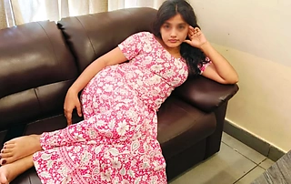 Stunning stepsister moans in Hindi as her stepbrother’s thick cock stretches her taut pussy from behind.