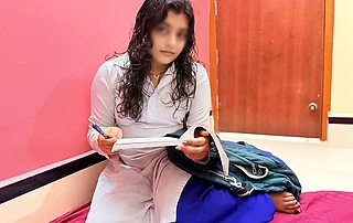 Hot Indian schoolgirl in tight uniform acquires punished hard by will not hear of teacher, moaning in Hindi as A he fills will not hear of tight pussy.