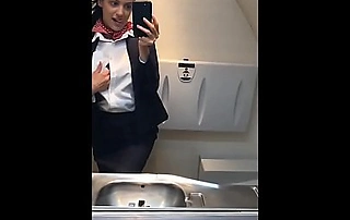 Latina stewardess joins the masturbation mile high club in use a fade and cums
