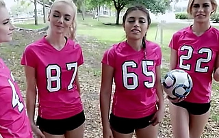 Lil' teen riley star and her hot bff tart's two guys outlander university after soccer practice