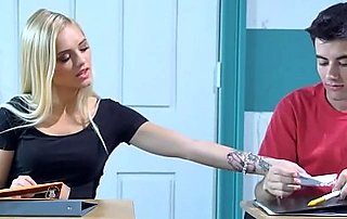 Busty MILF teacher receives helter-skelter teen couple in her classroom