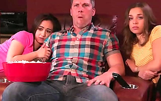TWO step daughter Shot at FUN with dad observing movie